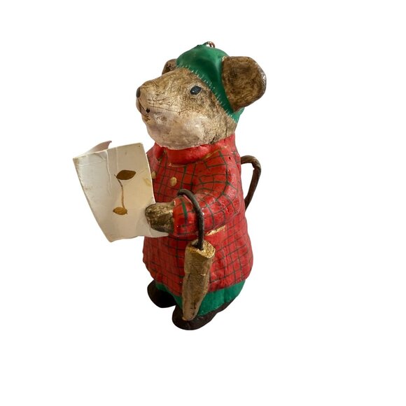 Set Of 3 Vintage Paper Mache Mice Christmas Ornaments With Holiday Costumes - Picture 3 of 11